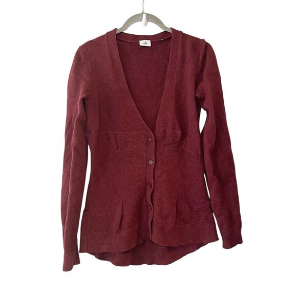 Cabi Women's Burgundy Catch Button Cardigan #3529 100%‎ Cotton Size XS - Picture 1 of 5